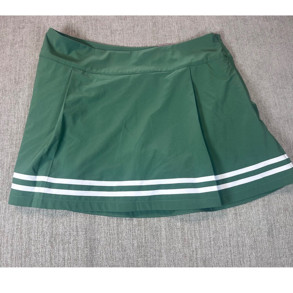 Calia Truelight Golf Skort Dark Green Side Zip Pleated Stripe 15 Inch Womens 12